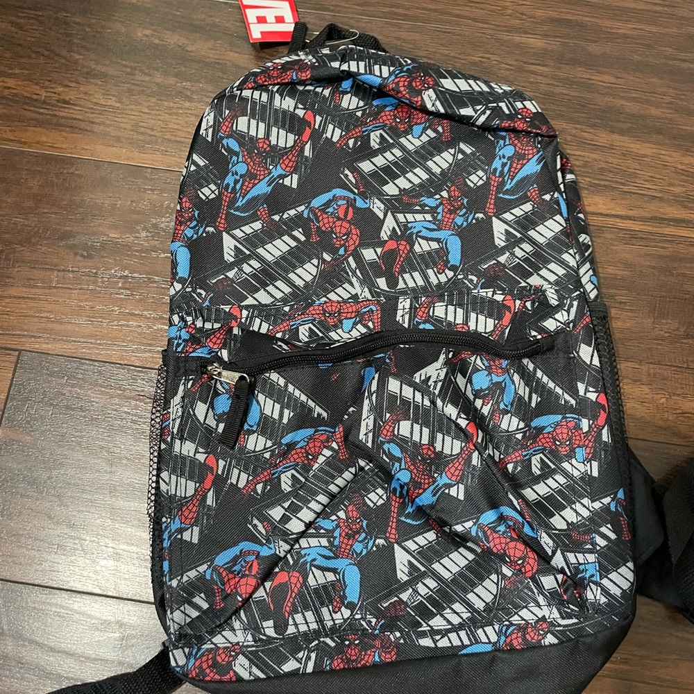 Spider-Man Themed Black and Blue Backpack